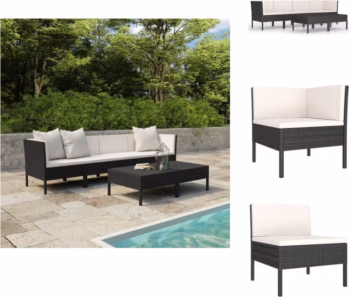 vidaXL Set di 6 pezzi da giardino con cuscini in poly rattan nero - Set di mobili da giardino