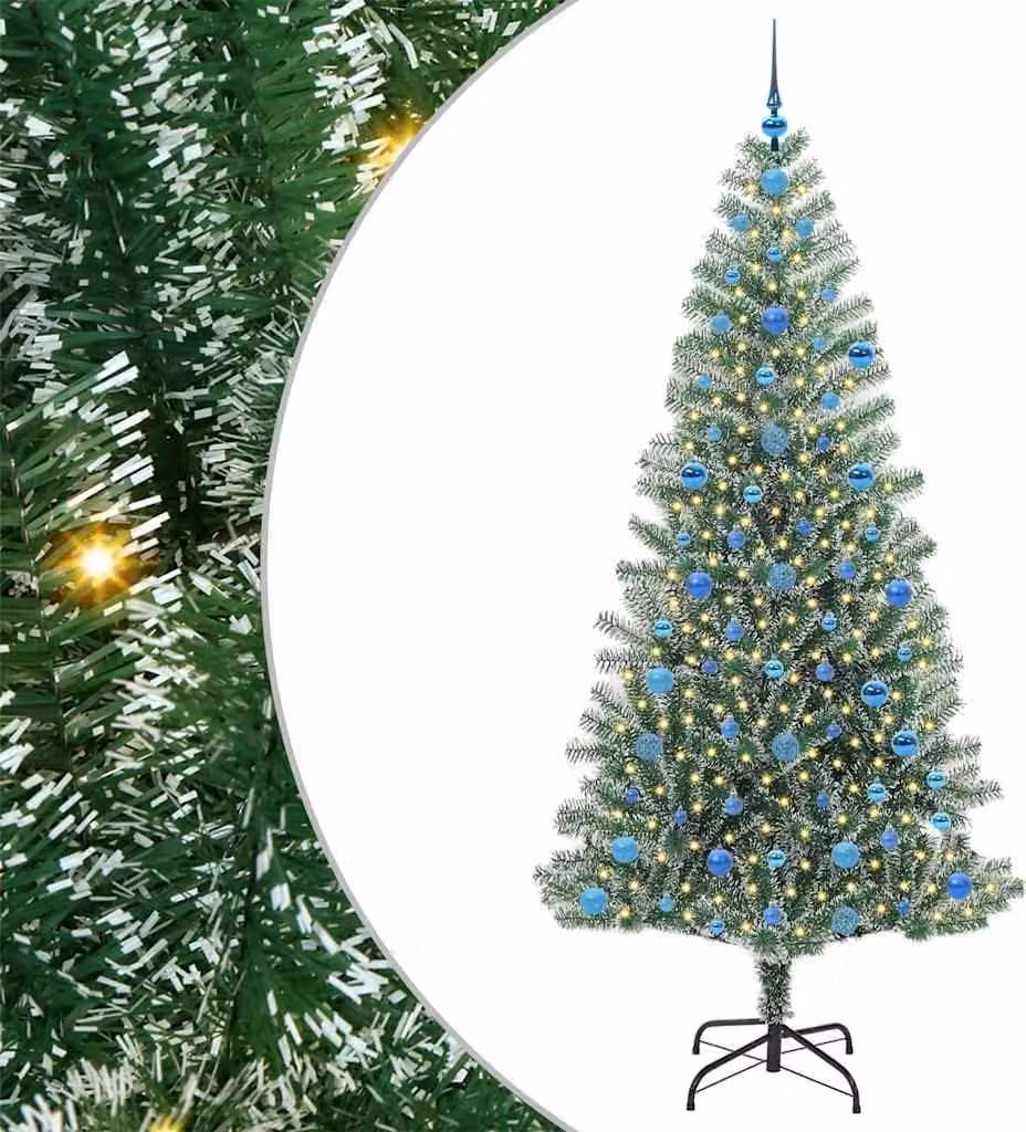Albero di Natale Artificiale Imbiancato con Luci LED 210 cm