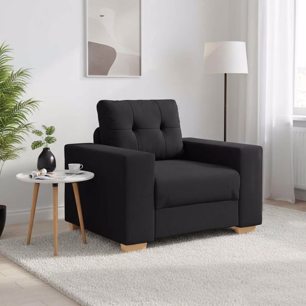vidaXL Divano Sedia Moderno in Tessuto Nero con Braccioli L/P/H: 100 x 78 x 80 cm