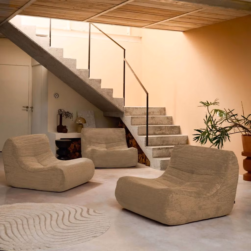 Divano modulare Sweeek in velluto beige, modello moderno a 3 posti per soggiorno e camera da letto – 2