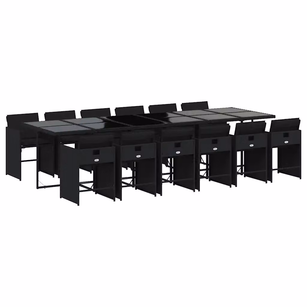 Set da pranzo da giardino vidaXL in polyrattan nero con cuscini e tavolo in vetro per 13 persone – 2