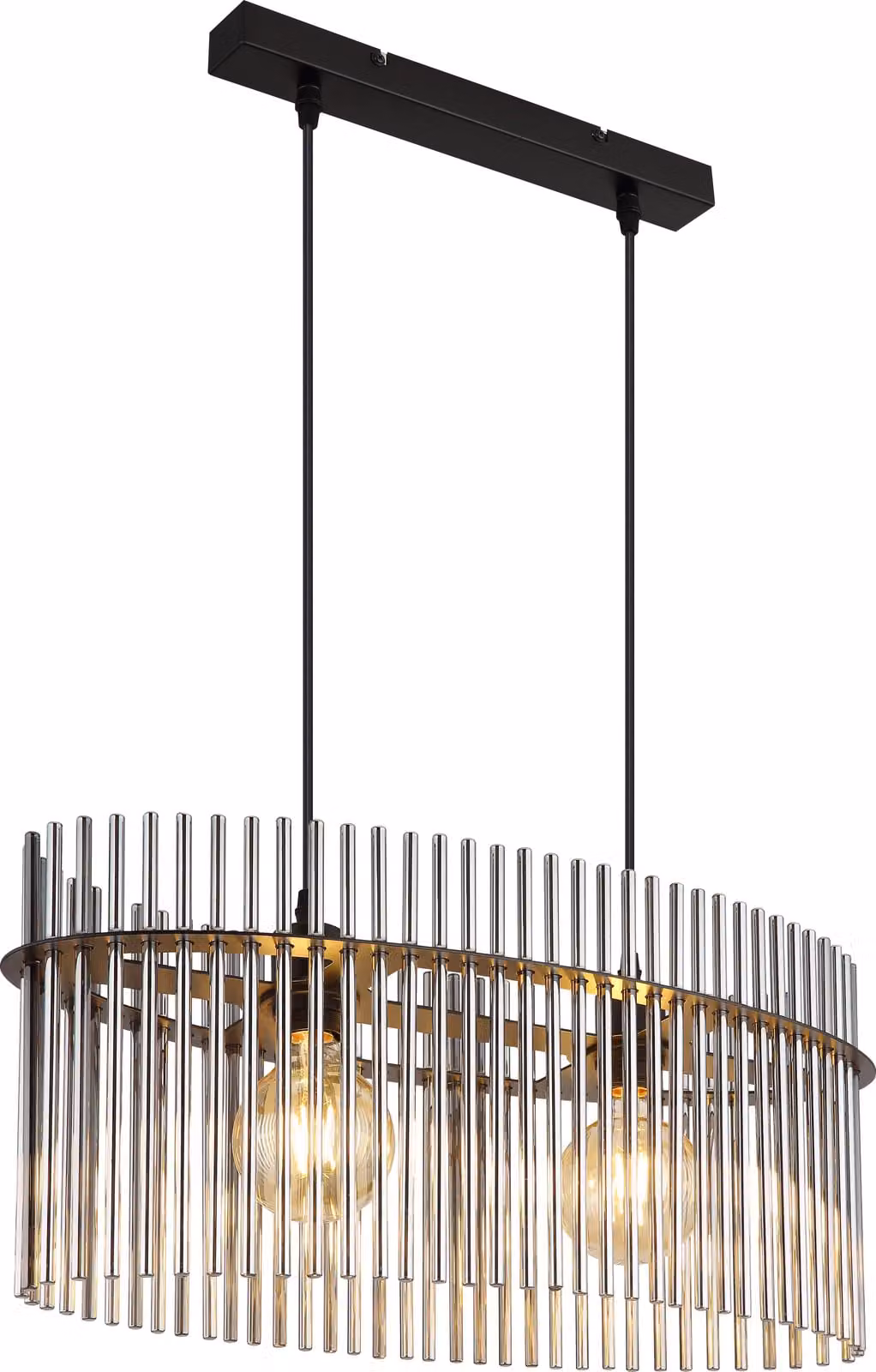 Lampada a sospensione, aste in vetro fumé, nero opaco, L 60 cm