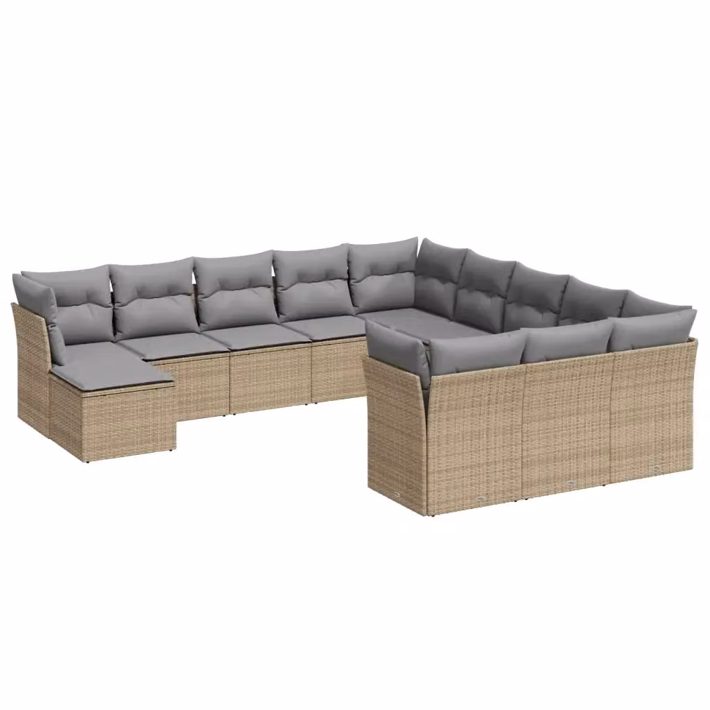 Set di Divani da Giardino VIDAXL in Polyrattan con Cuscini Beige, 12 Pezzi – 2