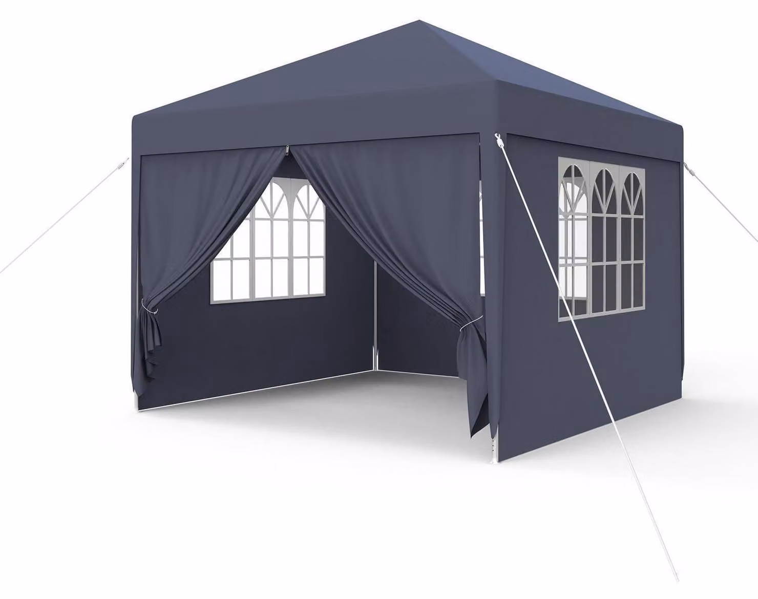 Gazebo da festa 3x3 metri con pannelli laterali e finestre, colore antracite, realizzato in polietilene, con protezione UV e impermeabile