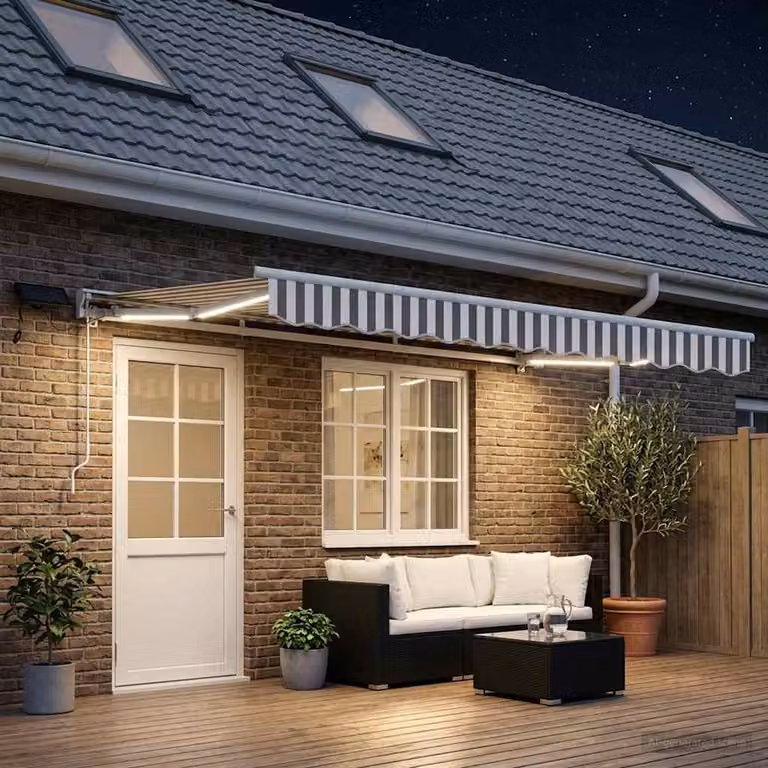 vidaXL Tendalino Manuale con LED e Telecomando in Alluminio e Poliestere, L: 400 cm x P: 300 cm, Grigio o Bianco