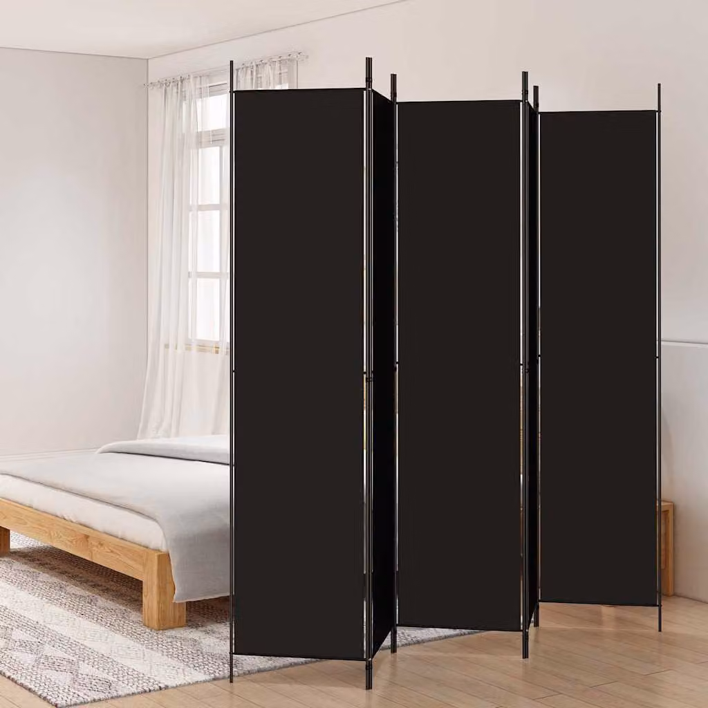 Divisorio a 5 pannelli vidaXL in tessuto nero L: 250 cm, H: 220 cm