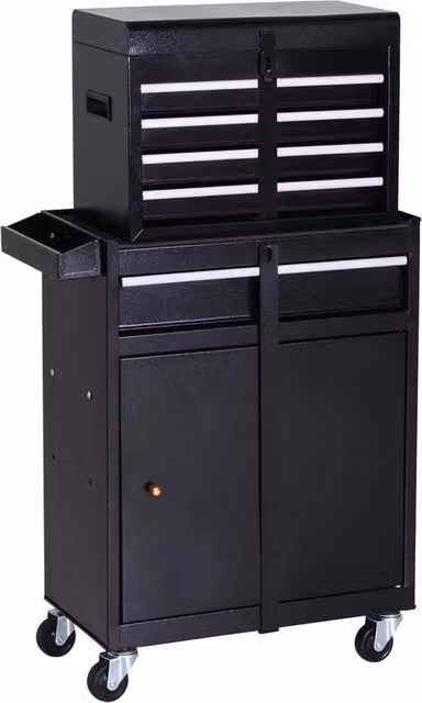 Carrello di lavoro DURHAND nero con ruote multidirezionali a 360 gradi e base antiscivolo in gomma