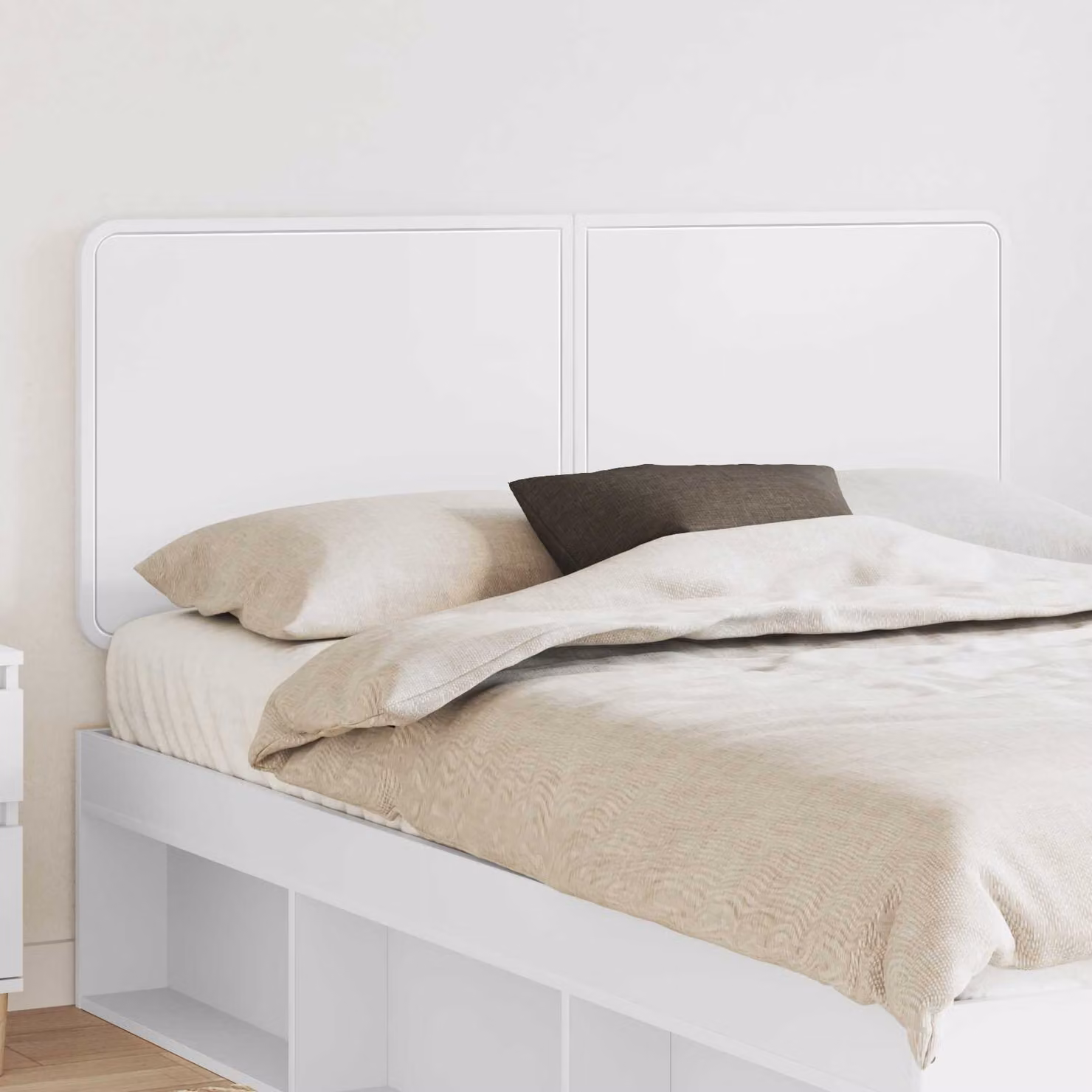Testiera per letto moderna vidaXL in legno ingegnerizzato bianco con scomparti laterali