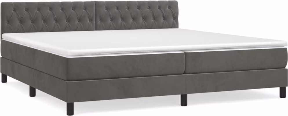 Giroletto a Molle con Materasso Grigio Scuro 200x200 cm Velluto