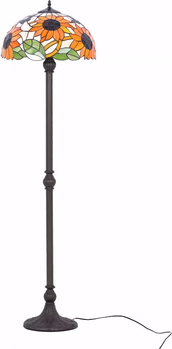 Lampada da terra in vetro colorato girasoli 2xE27 20W SUNFLOWER K-F16814 Kaja