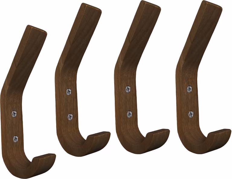 Set di 4 ganci appendiabiti in legno (legno di noce)