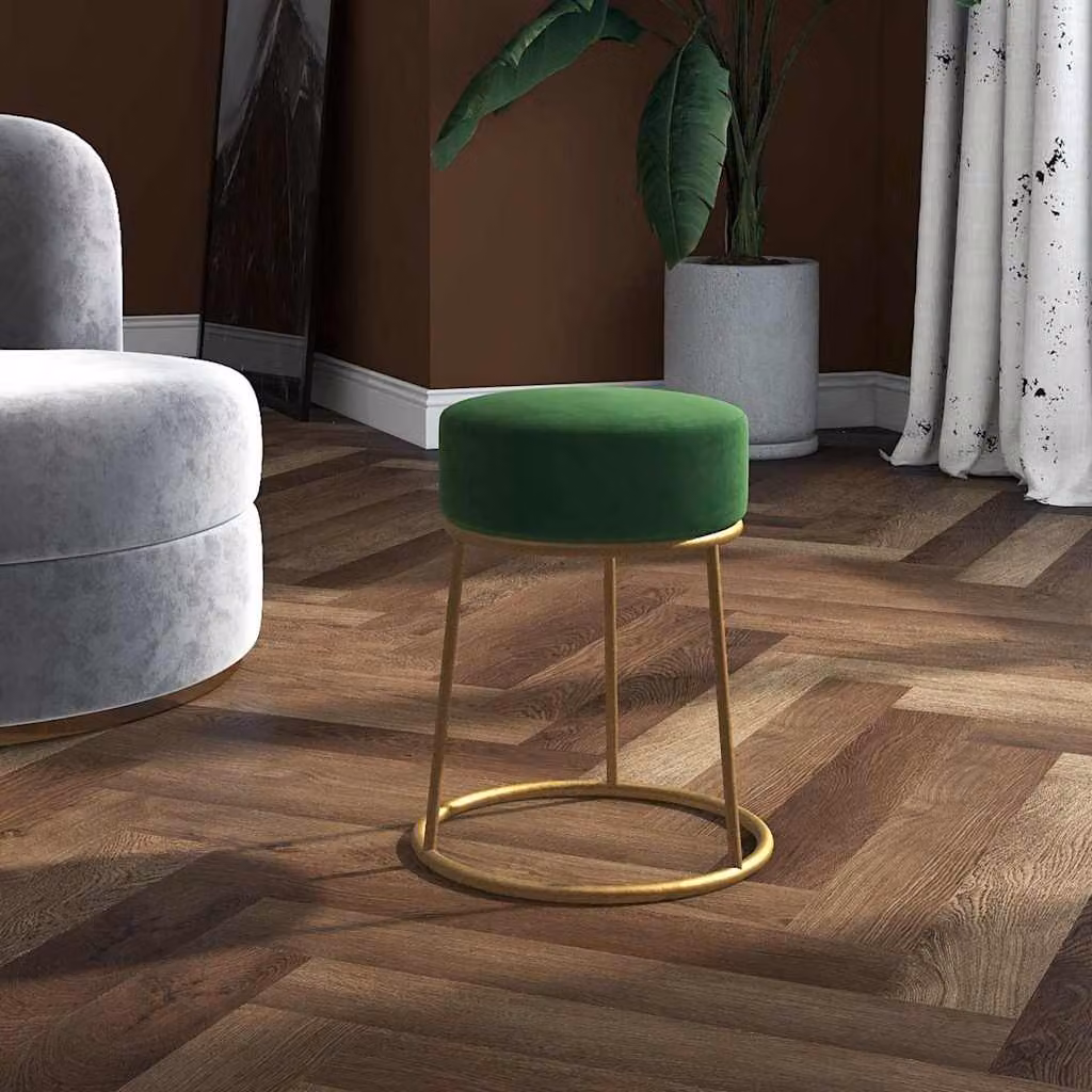 Sgabello rotondo vidaXL in velluto verde con struttura in metallo dorato