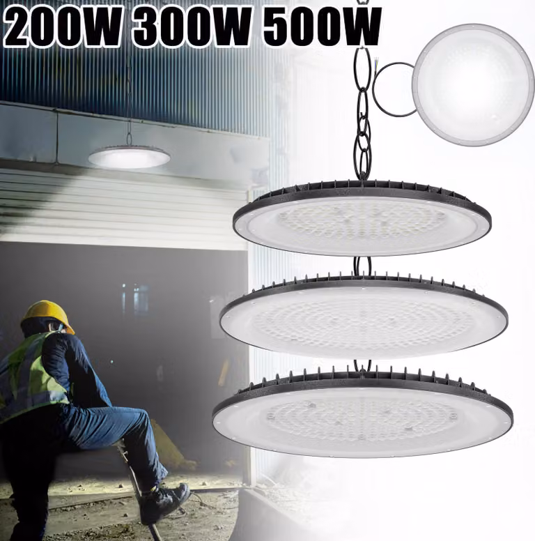VA-Cerulean, faretto a LED per grandi ambienti, 500W, 18000 lm, modello UFO, alta illuminazione, grado di protezione IP65, luce bianca fredda, 6500K