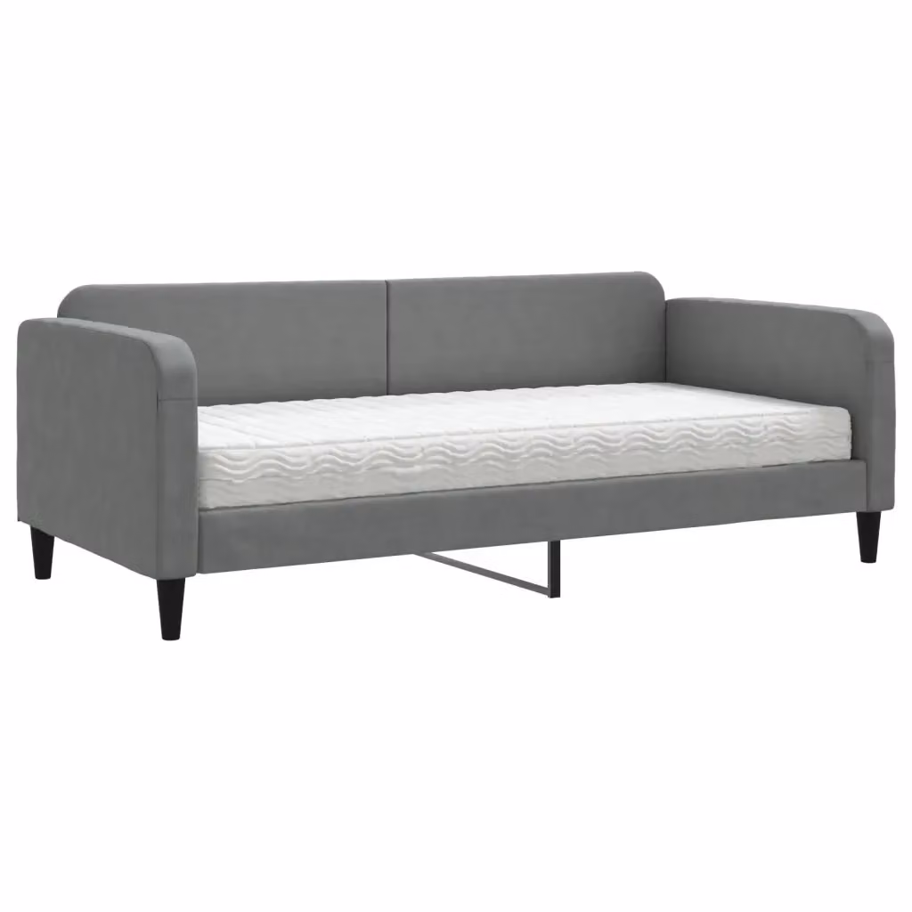 Divano Letto Moderno vidaXL in Tessuto Grigio con Materasso in Schiuma L/P/H: 90 x 200 cm – 2