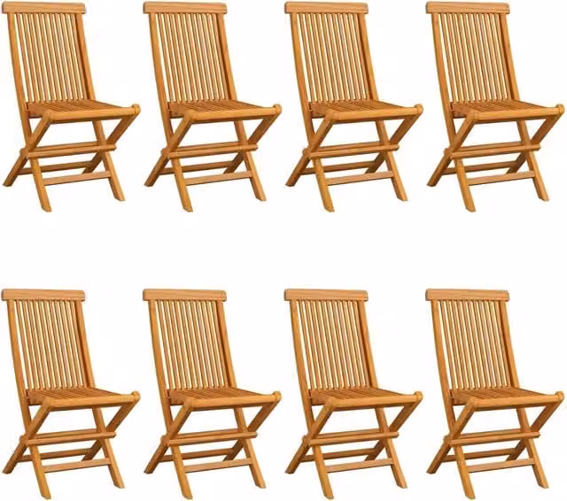 Set di 8 sedie pieghevoli vidaXL in legno di teak con cuscini color crema per giardino