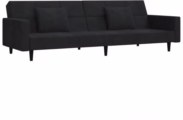 Divano letto | Sof¨¤ letto | Letto singolo a 2 Posti con 2 Cuscini Nero in Velluto