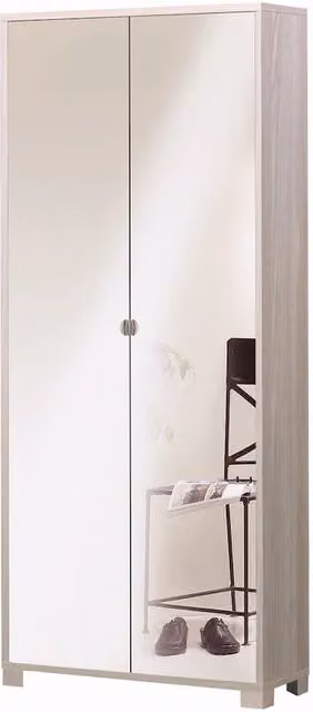 Armadio mobile 2 ante con specchio 83x29x190H cm in kit di montaggio colore Olmo chiaro