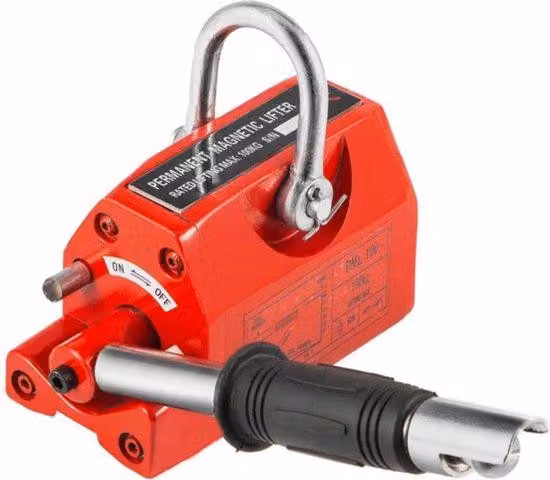 Sollevatori magnetici in acciaio - 100 kg - Rosso - Per piastre e cilindri in acciaio - 135x67 mm