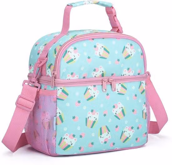 Piccola borsa da picnic per bambini, 8,5 L, con doppio contenitore per il pranzo, per la scuola e l'asilo