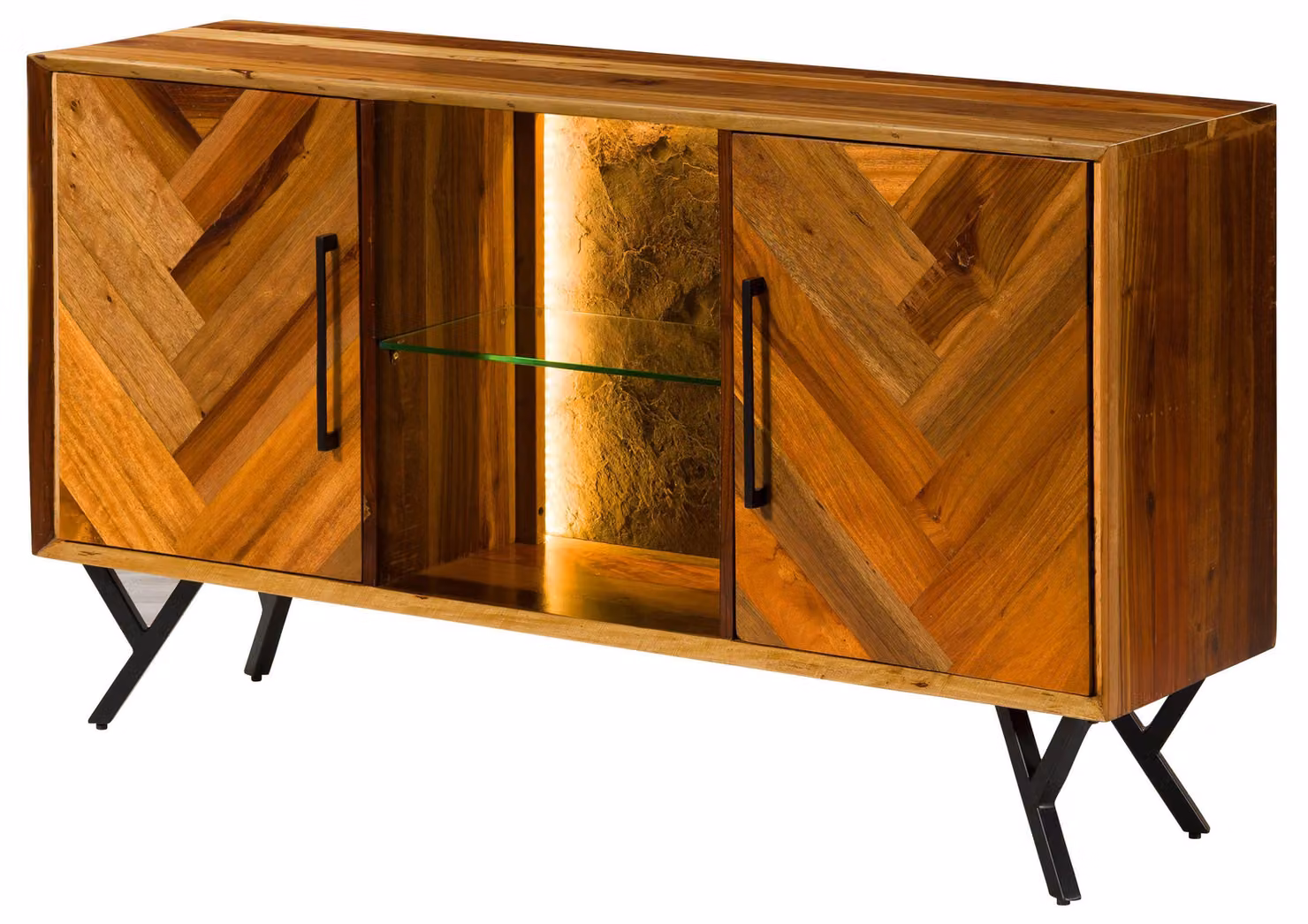MASSIVMOEBEL24 | Credenza in legno di legno riciclato 150x40x81 laccato naturale AVIGNON #110