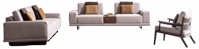 Elegantes Beiges Sofa-Set Designer 4-Sitzer Edler Zweisitzer Sessel