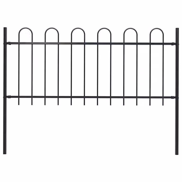 Recinzione da giardino vidaXL BOXTEL in acciaio con parte superiore ad anello, nero, H: 170 cm x L: 100 cm