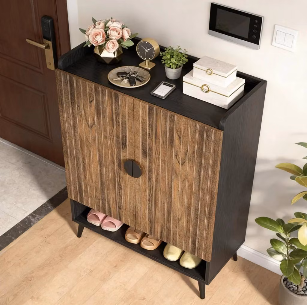 Scarpiera moderna con 2 ante e 7 livelli in legno marrone opaco L/P/H: 75,9 x 37,1 x 109,9 cm – 2