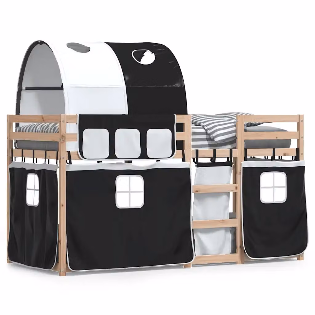 Letto a castello per bambini vidaXL in legno di pino bianco e nero L/P: 80 x 200 cm – 2