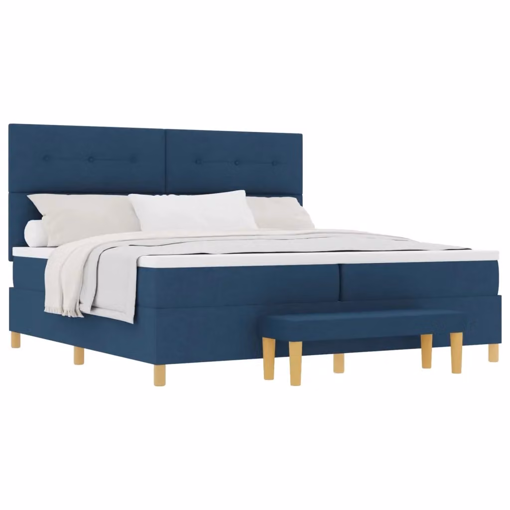 Letto a molle con testiera blu vidaXL L: 200 cm, P: 200 cm, H: 128 cm – 2