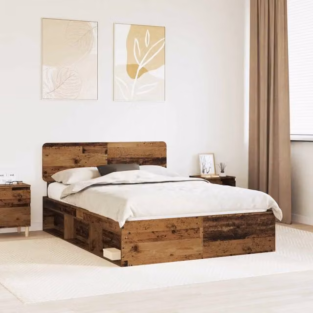 Struttura letto in pino massello vidaXL colore marrone L 140 x P 190 cm – 1