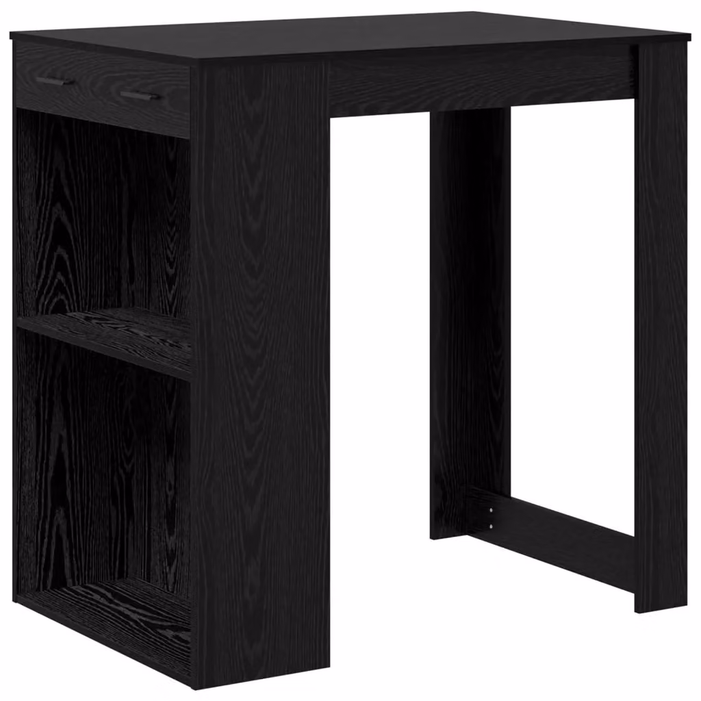 Tavolo da bar moderno vidaXL nero in legno ingegnerizzato e metallo L/P/H: 102 x 70 x 103,5 cm – 2