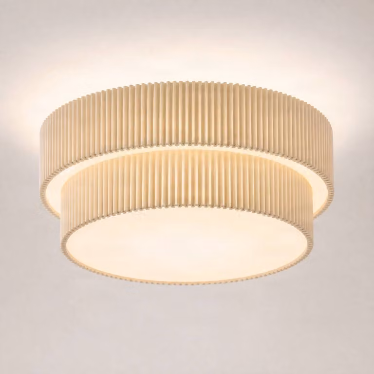 Plafoniera soffitto Tazia Lindby, dimmerabile, Crema / Ambra, Soggiorno / Sala da pranzo, Tessuto / Stoffa / Seta, Plafoniera