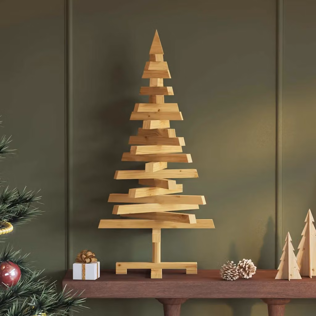 vidaXL Alberi di Natale Marrone 90 cm Legno di pino massello