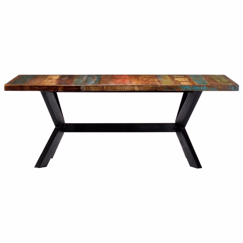 vidaXL Tavolo da pranzo 200x100x75 cm in legno massiccio antico