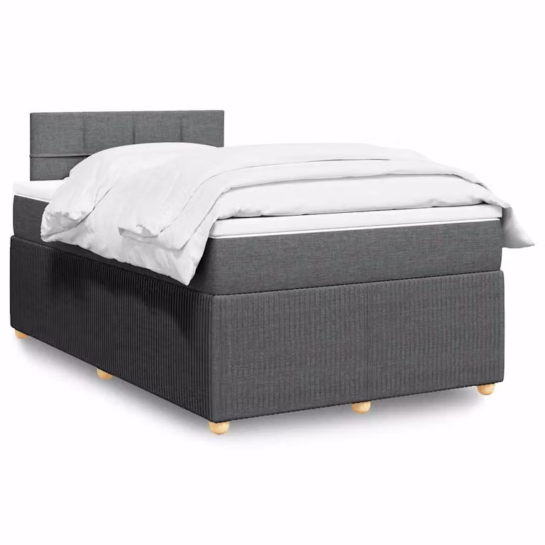 vidaXL Letto Ibrido con Materasso in Tessuto Grigio e Bianco, Struttura in Legno di Pino, L/P/H: 120 x 200 cm