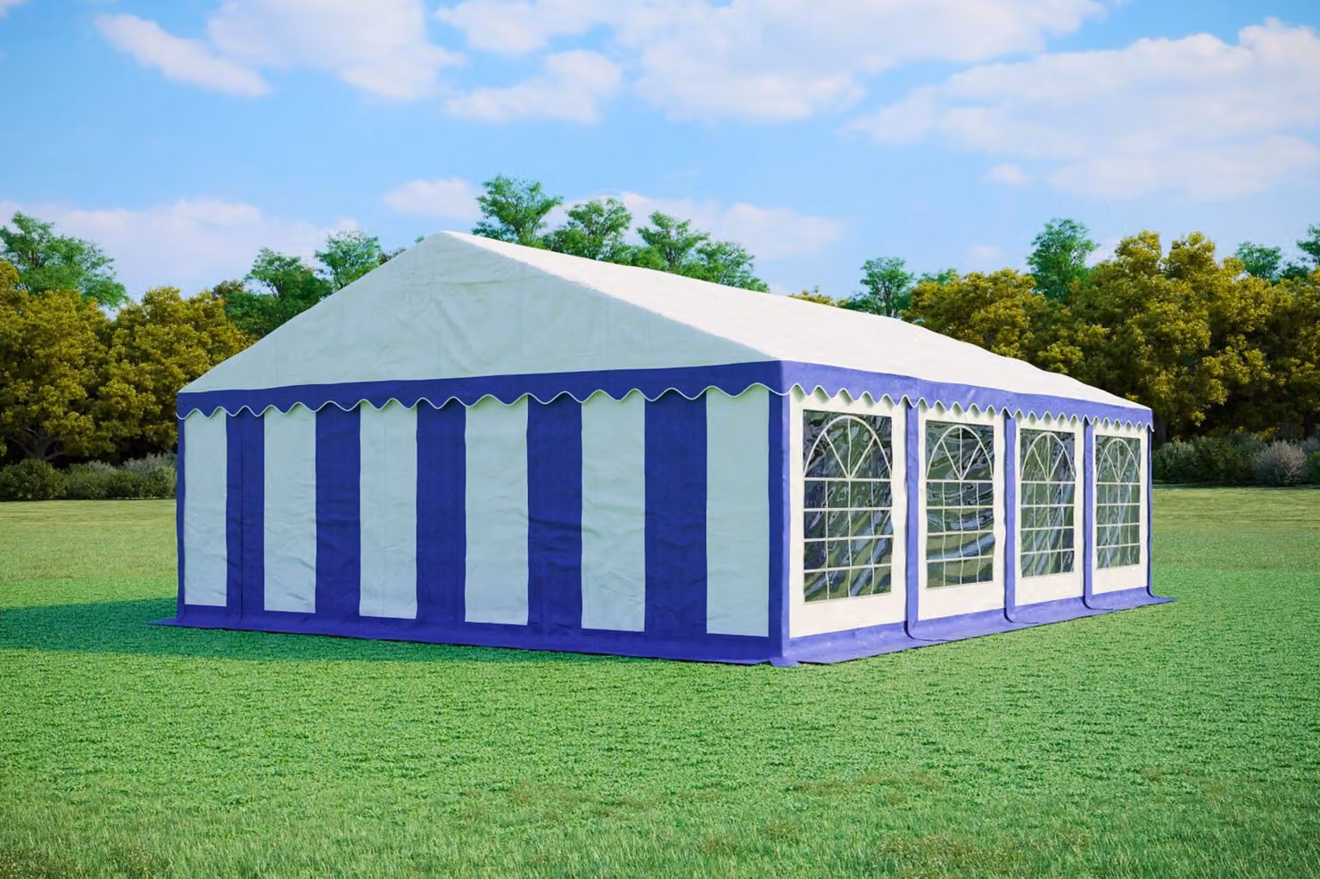 Tenda per feste 6x8 metri, PVC Standard PLUS, 500 g/m² - Blu e bianca + OMAGGIO