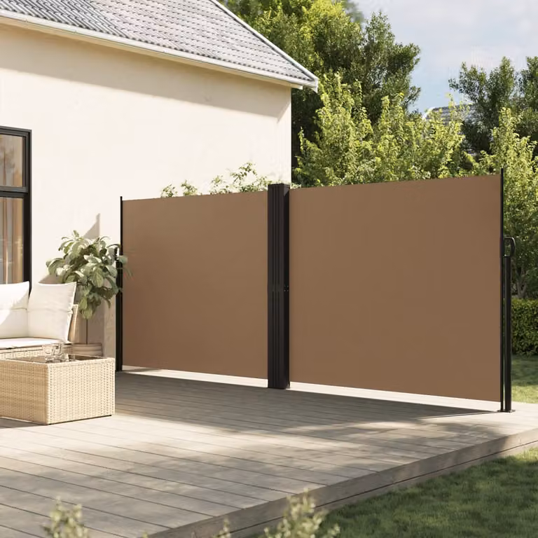 vidaXL Tenda da Sole Laterale Retrattile in Poliestere e Acciaio, Colore Tortora, L: 1200 cm, H: 160 cm