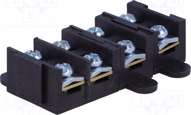 1 x Barra di connessione, 380V, con 8 morsetti. Modello: E.4002BL. Barra di connessione per cavi da 1,5 a 4 mm². Numero di vie: 4. Tipo di connessione: morsetto a vite