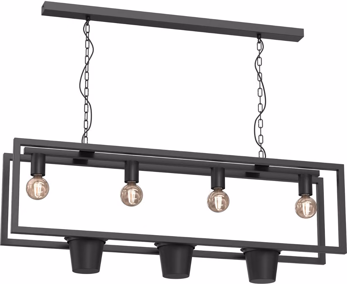 Lampada a sospensione a strisce geometriche nere Flores 4xE27 15W Luminex