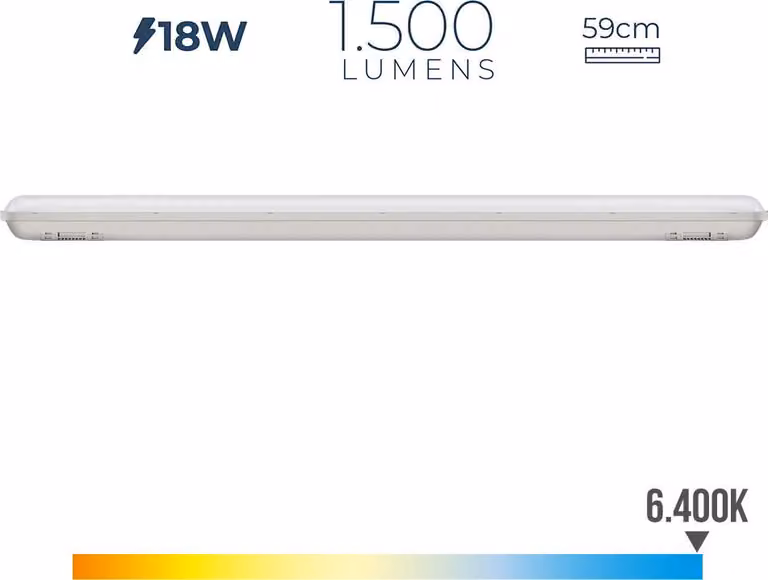 18w 1500lm 6500k luce fredda 5,9x59x6,6cm edm impermeabile strisce led ip65 18w