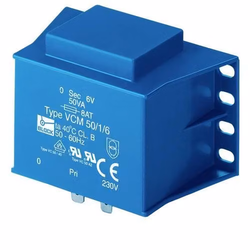 Blocco VCM 36/2/9 trasformatore di stampa 1 x 230V 2 x 9 V/AC 36 VA 4A