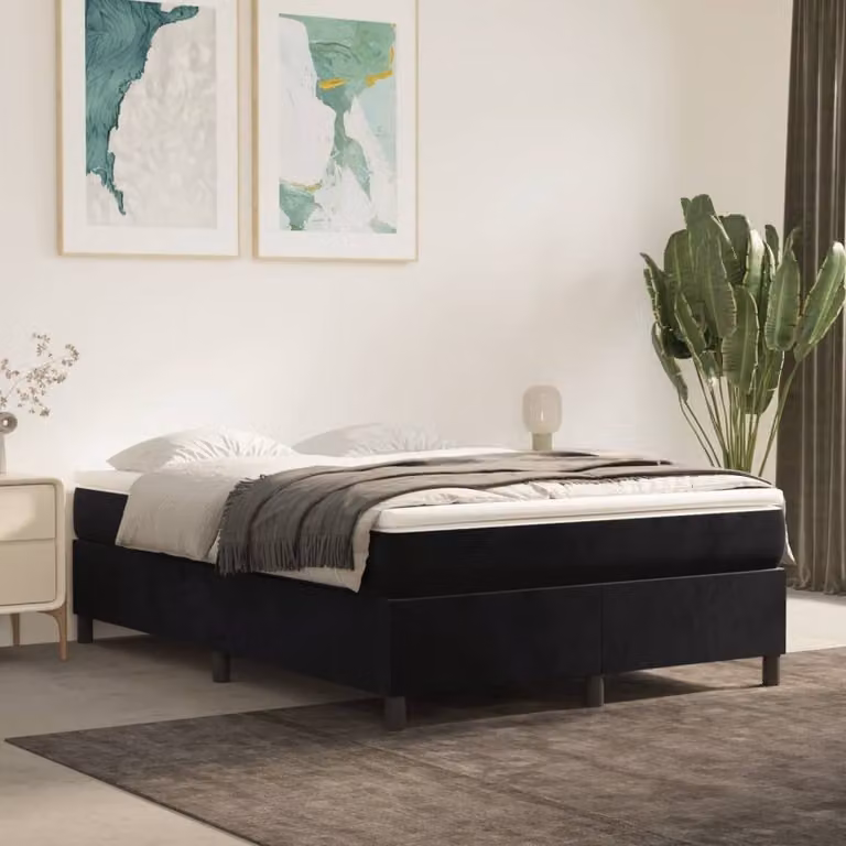 Maison Exclusive - Struttura Letto a Rete a Molle Nero 140x190 cm in Velluto