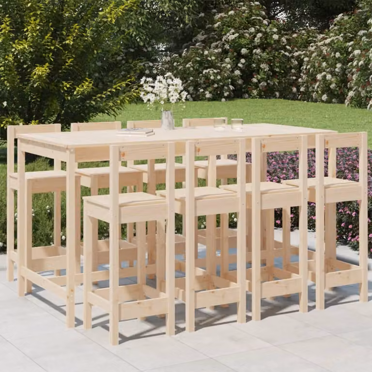 vidaXL Set Bar da Giardino 9 pz in Legno di Pino Marrone e Beige