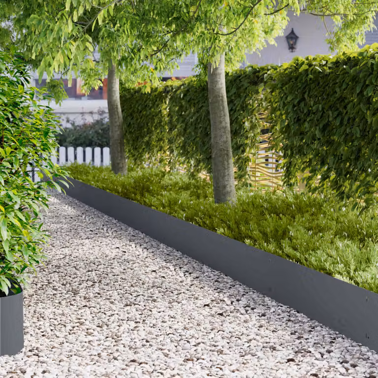 Set di 10 bordure per prato vidaXL in acciaio color antracite, L: 103 cm, H: 30 cm
