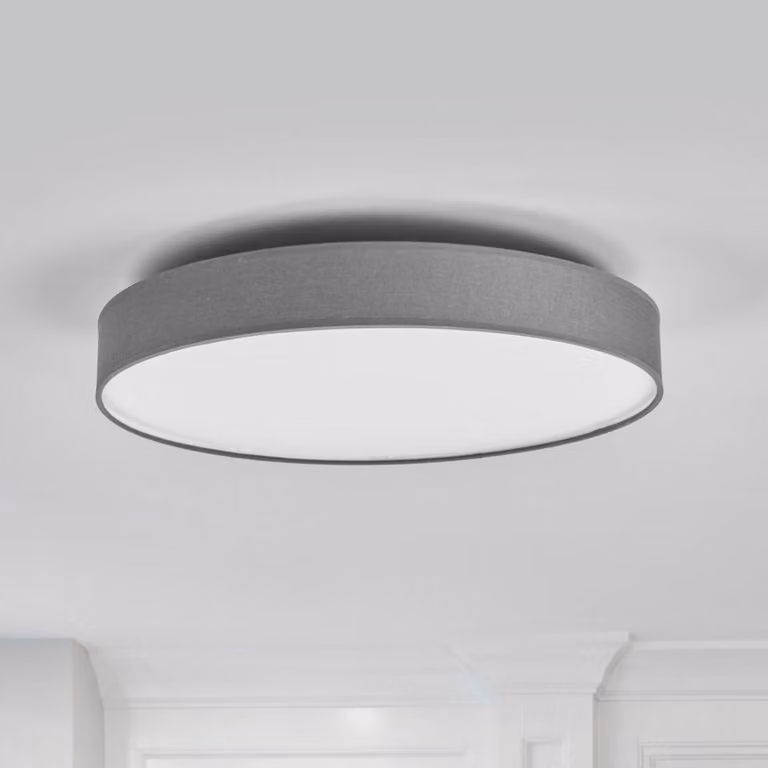 Plafoniera soffitto Saira Lindby, Alluminio / Grigio / Zincato, Soggiorno / Sala da pranzo, Tessuto / Stoffa / Seta, Moderno, Plafoniera