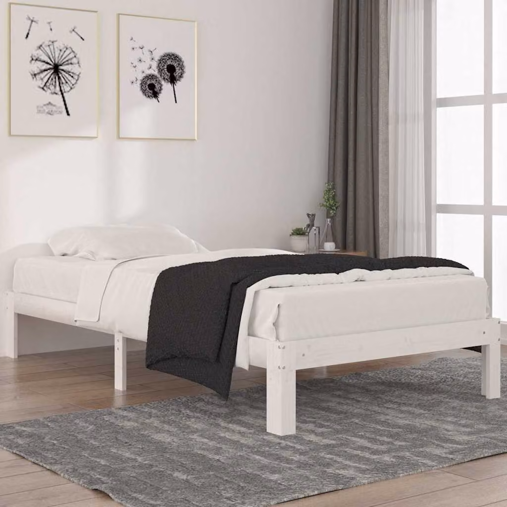 vidaXL Giroletto in legno massello di pino bianco con doghe fisse L/P: 200 x 100 cm