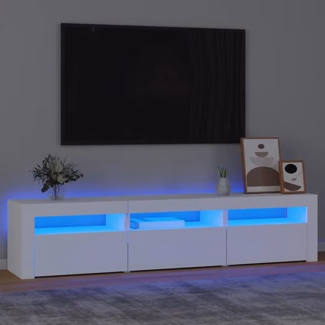 Mobile Porta TV con Luci LED-Mobile per TV-Credenza TV Bianco 180x35x40 cm