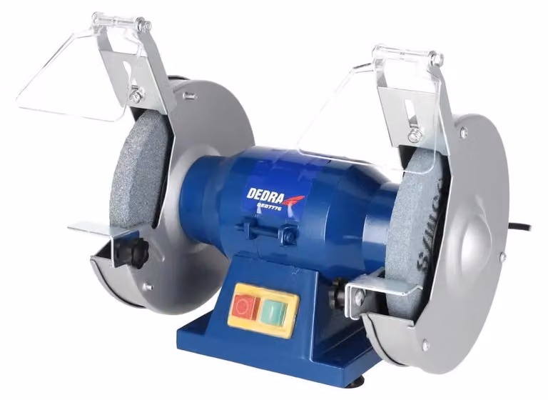 Affilatrice per utensili da banco a doppio disco, 150 W, con possibilità di montaggio su banco e superfici di lavoro regolabili