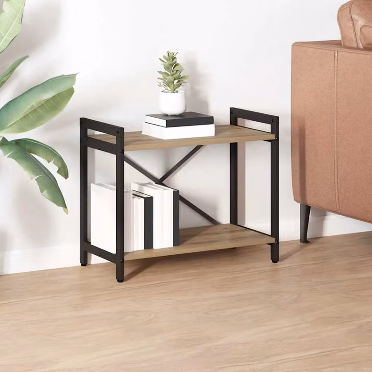 Libreria industrial vidaXL in legno e metallo marrone, L 60 x P 30 x H 50 cm