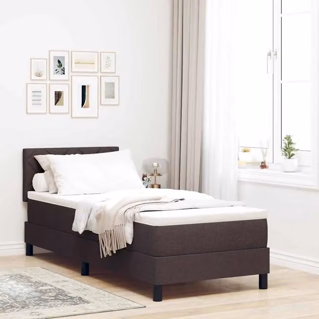 Letto ibrido con testiera vidaXL in tessuto marrone, L: 80 cm, P: 200 cm, H: 83 cm
